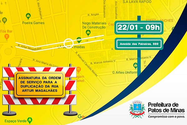 Prefeitura de Patos de Minas anuncia duplicação de trecho da Rua Artur Magalhães