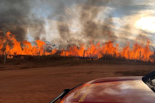 Incêndio destrói 11 hectares de área de pastagem perto do Ribeirão da Cota