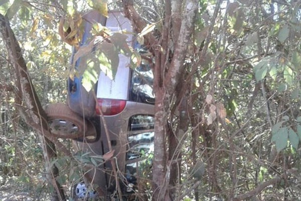 PM encontra veículo em meio a árvores na zona rural de Presidente Olegário
