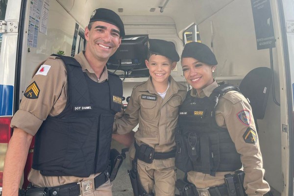 Polícia Militar realiza sonho e garotinho vive dia de policial em Patos de Minas