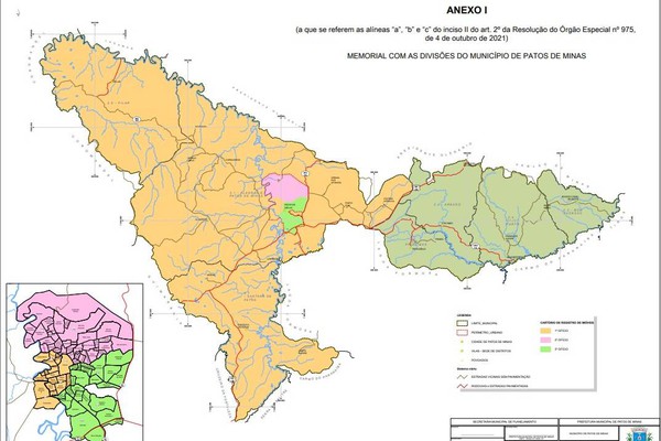 Tribunal publica mapa com organização dos novos Cartórios de Registros de Imóveis de Patos de Minas