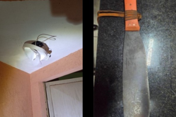 Homem é preso com facão após ser flagrado danificando luminária para furto de fiação