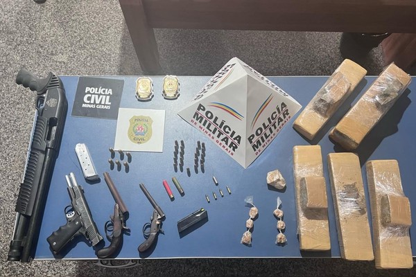 Operação conjunta na cidade de São Gotardo termina com a prisão de foragidos, armas de fogo e drogas
