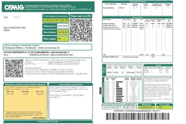 Cemig lança nova fatura e alerta população para evitar golpes na conta de luz