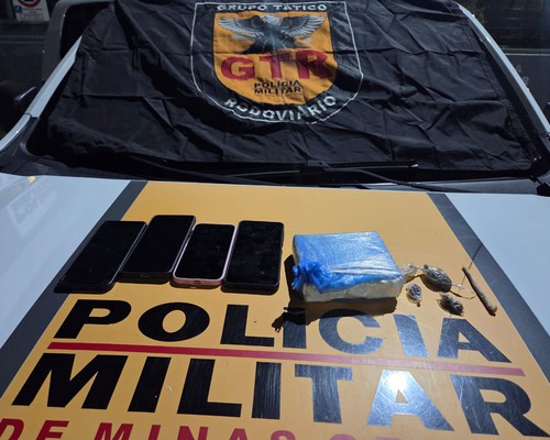 PM Rodoviária aborda carro com 3 jovens na MGC 354 e apreende droga avaliada em R$ 40 mil