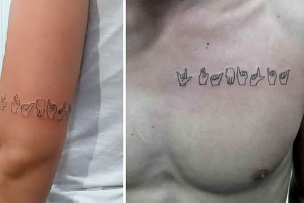Filhos usam a língua dos sinais para tatuar o amor que sentem pelos pais surdos