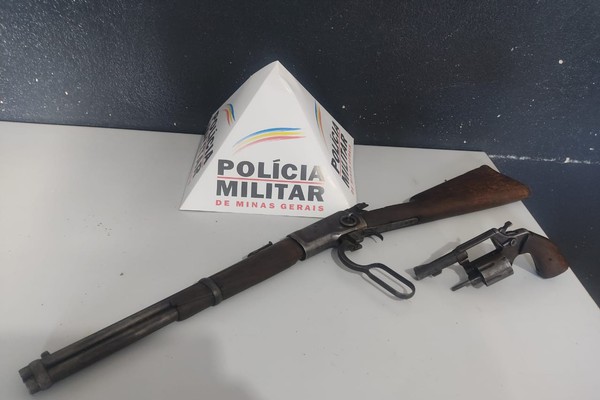 Polícia Militar prende homem com revólver  e rifle no distrito de Pilar, em Patos de Minas