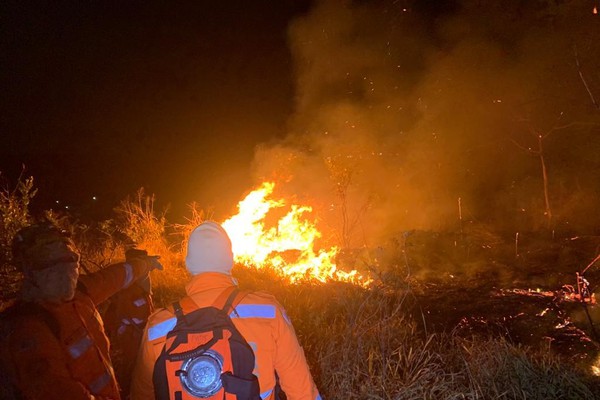 Mais de 20 hectares de área são queimados durante incêndio na noite dessa quarta-feira em Patos de Minas