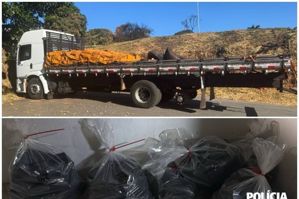 PC apreende mais de 100 barras de cocaína em pneus de caminhão carregado de cebola em Três Marias