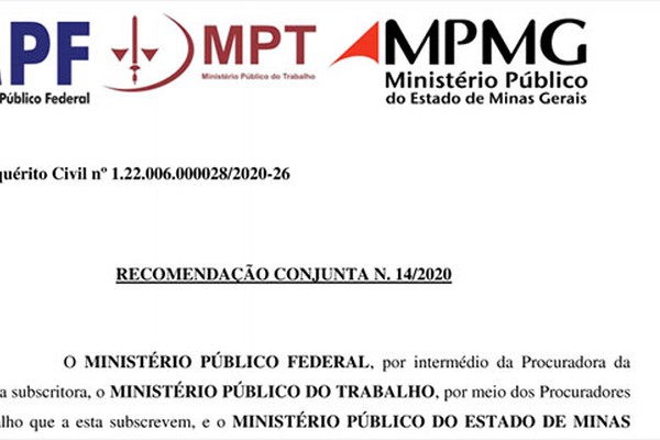 MPT, MPF e MPMG recomendam a Patos de Minas critérios para enfrentar a COVID-19