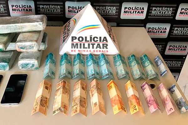 PM prende casal com 6 barras de maconha e dinheiro na BR365, em Monte Carmelo