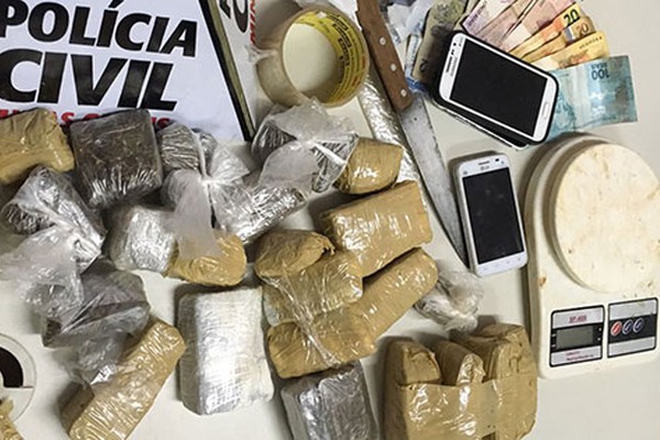 Jovem é preso com grande quantidade de maconha, crack e dinheiro no Bairro Planalto