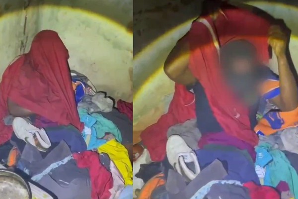 Vídeo mostra o momento em que a polícia descobre foragido se escondendo em monte de roupas
