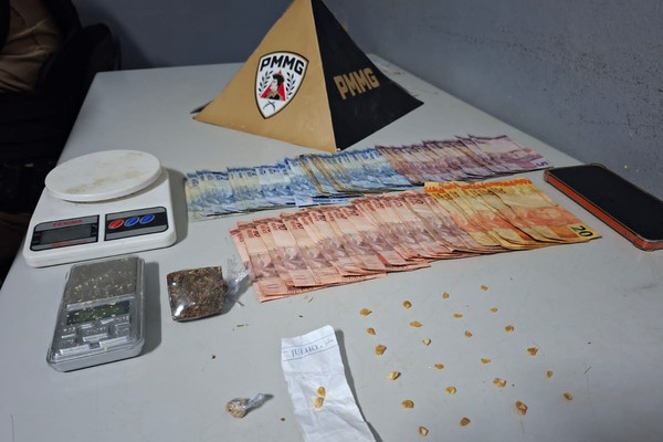 Tráfico de drogas em residência com recém-nascido termina com três pessoas presas em Patos de Minas