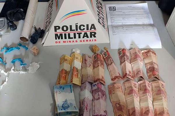 PM prende dois jovens e mulher com crack, maconha, cocaína e dinheiro em Patos de Minas