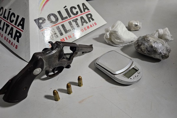 Polícia Militar prende suspeito de tráfico com arma carregada e porções de maconha e cocaína