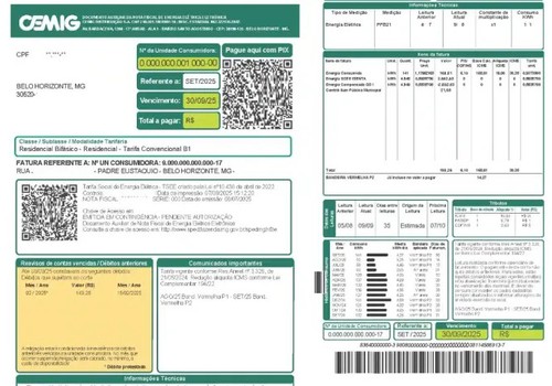 Cemig lança nova fatura e alerta população para evitar golpes na conta de luz