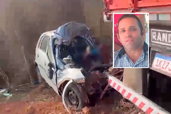 Motorista de 46 anos morre após carro bater de frente com carreta na BR-352, em Coromandel