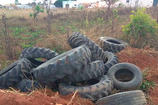 Sem local de coleta, pneus velhos são jogados às margens de estradas em Patos de Minas