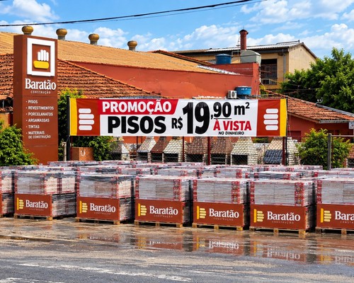 Baratão da Construção anuncia promoção de pisos a partir de R$ 19,90 o m² em Patos de Minas