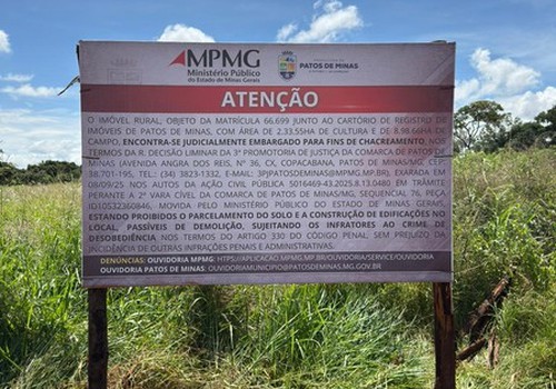 Prefeitura instala placas em chacreamento irregular e reforça proibição desse tipo de empreendimento
