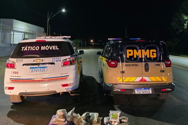 Perseguição na BR 146 acaba em choque em árvore, prisão de dupla e apreensão de carga de drogas