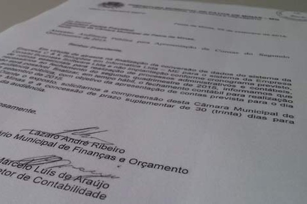 Prefeitura pede adiamento da prestação de conta obrigatória à Câmara Municipal