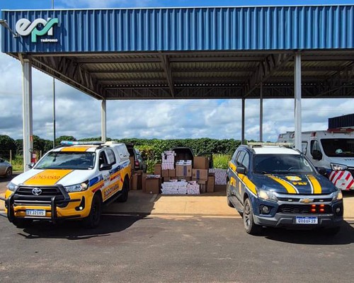 PRF e PM Rodoviária apreendem cerca de 40 mil maços de cigarros contrabandeados do Paraguai