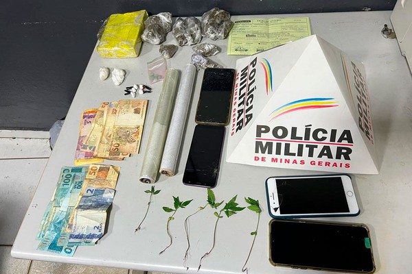 PM prende suspeito de tráfico de drogas e mais três pessoas com maconha, cocaína e ecstasy