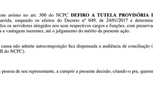 Justiça manda Prefeitura de Varjão de Minas reintegrar servidores dispensados pelo Prefeito