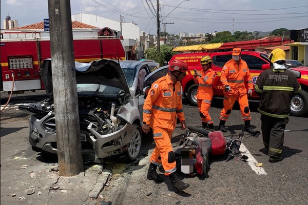 Motociclista fica em estado grave após furar pare e ser atingido por carro