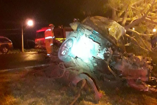 Motorista morre e passageiro fica ferido depois de carro colidir com uma árvore em São Gotardo