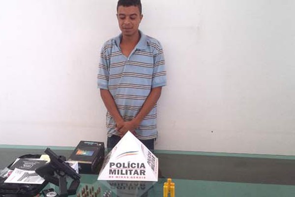 Jovem é preso com pistola 9mm e diversas munições em São Gonçalo do Abaeté
