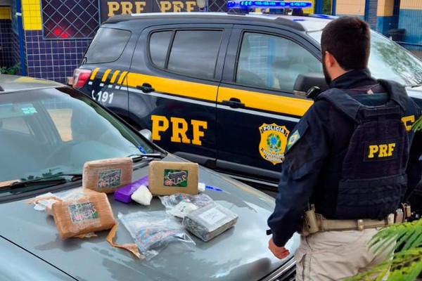 Homem corre pela BR 365 após ser flagrado com carregamento de drogas, mas acaba preso pela PRF