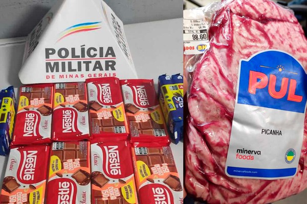 Homem é preso após furtar peças de picanha e barras de chocolate em Patos de Minas