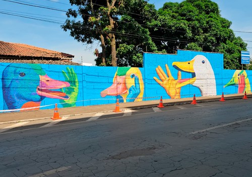 Arte transforma muros da Copasa em galeria a céu aberto e serve de exemplo em Patos de Minas